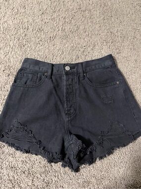 PacSun Black Distressed Cutoff Denim Shorts